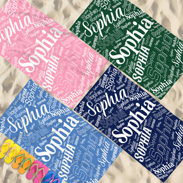 Custom Name Beach Towel, Modern Knit Polyester