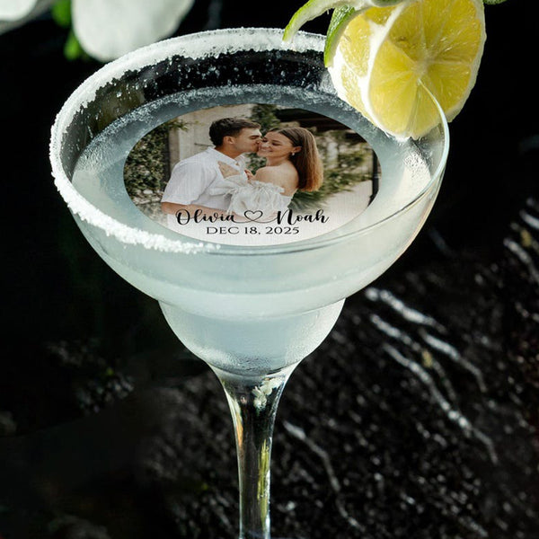 Personalized Edible Photo Wedding Drink Toppers/Custom Drink Toppers