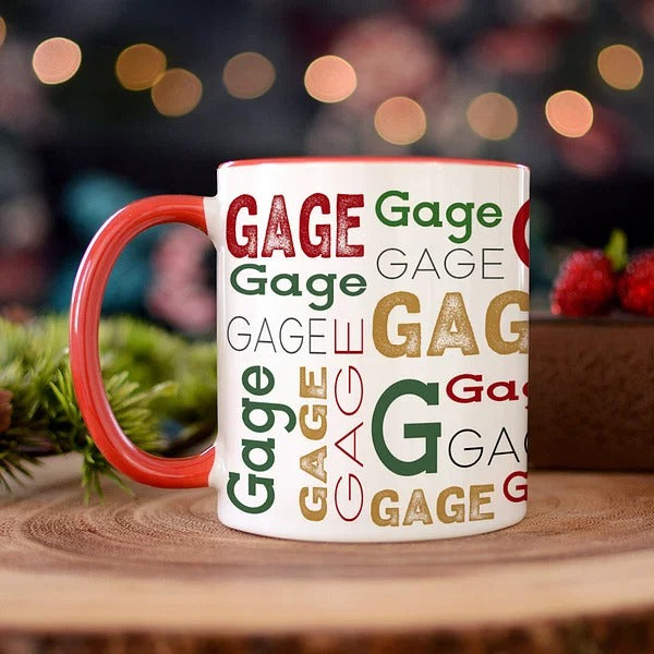 Personalized Christmas Repeating Name  Mug