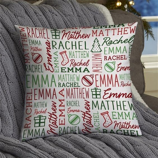 Custom Name Christmas Throw Pillow, Personalized Pillow