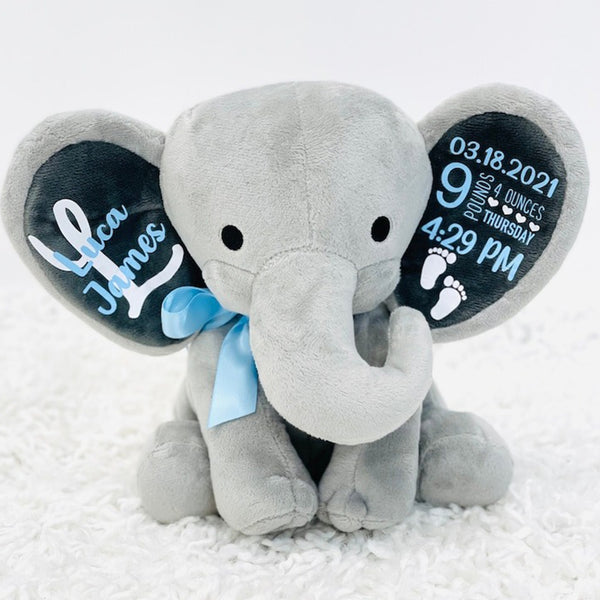 Gift for Baby Girl & New Mom,Personalized Elephant Stuffed Animal