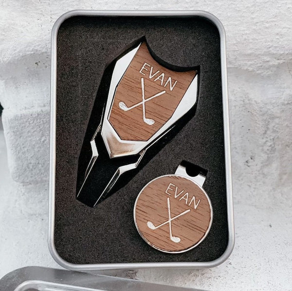 Personalized Divot Tool Set, Ball Marker, Golf Gifts for Men