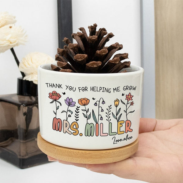 Personalized Teacher Plant Pot Ceramic Mini Planter Flower Pot Back To School