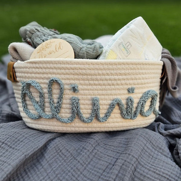 Personalized baby shower rope cotton baskets