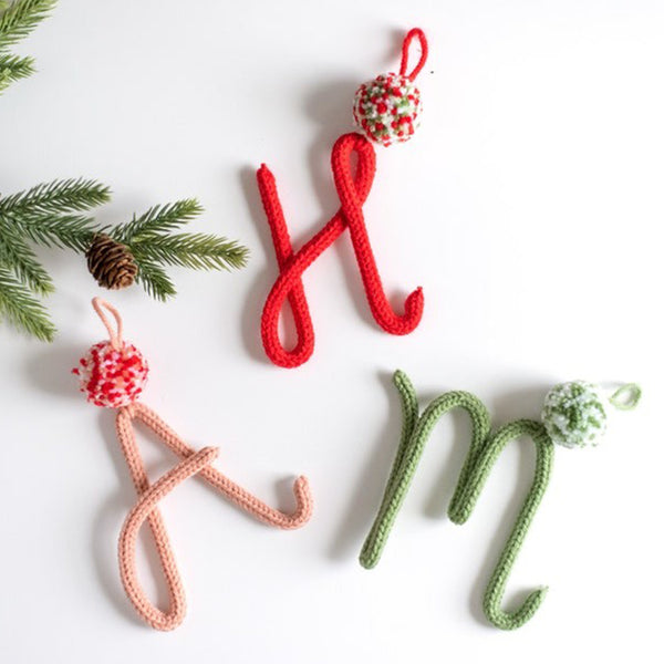 Knitted Wire Letter Christmas Ornament - Custom Stocking Tag