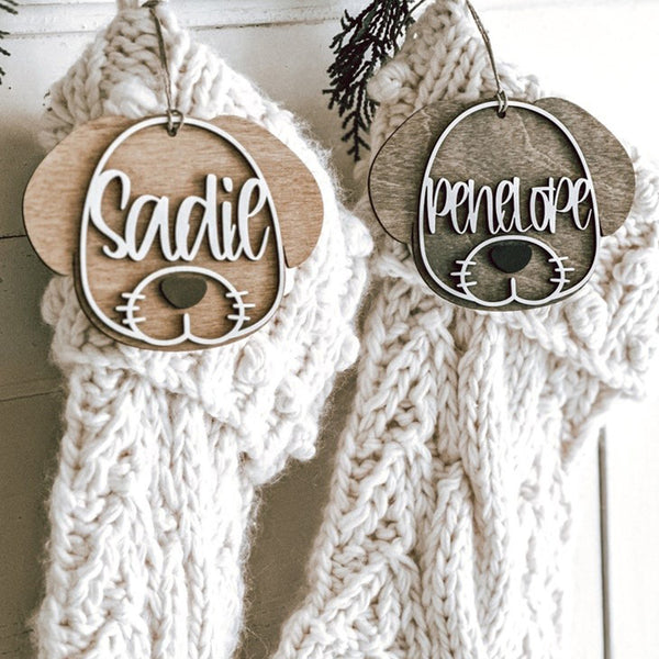 Personalized Wood DOG Stocking Tag