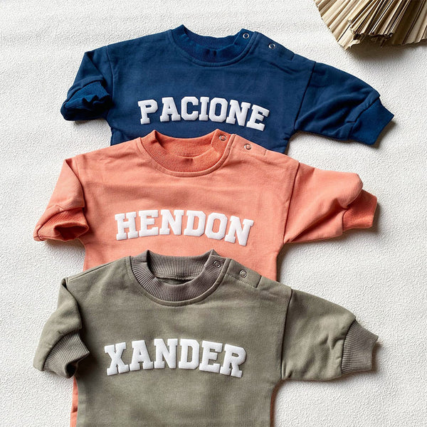 Custom Puff Name Baby Sweatshirt Bodysuit