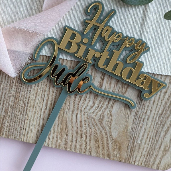 Personalised Double Layer Topper Swirly Style, Wedding Cake Topper