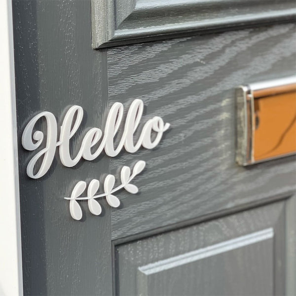 HELLO, GOODBYE, WELCOME 3D Acrylic Front Door Sign & Vine, Letterbox Sign