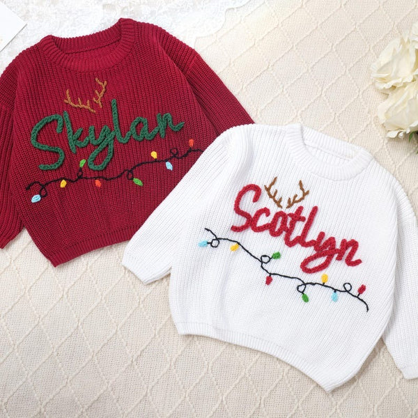 Merry Christmas Personalized Knitted Name Baby Sweater