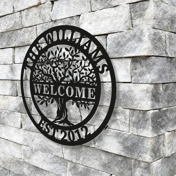 Custom Welcome Family Tree of Life Name Sign