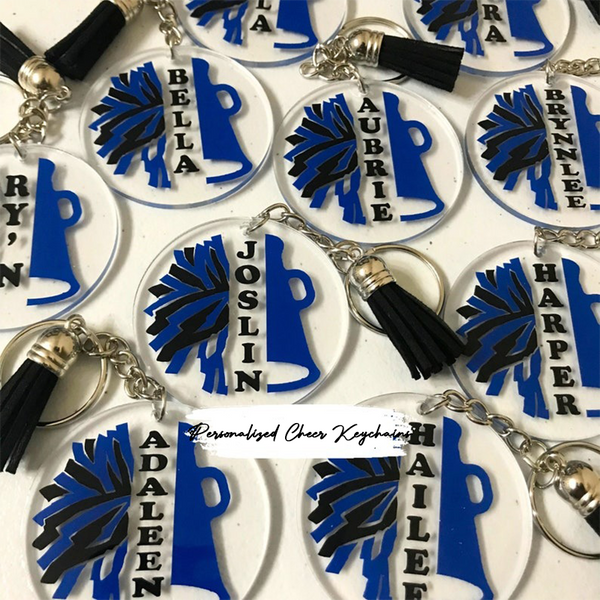 Personalized Cheer Keychains, Cheerleader Bag Tag, Cheer Team