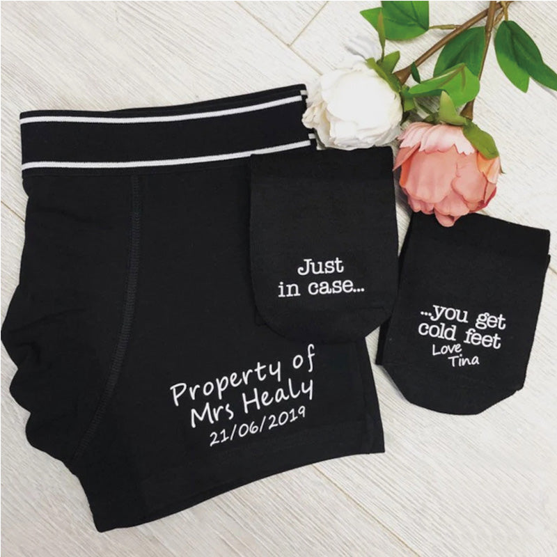 Groom Gift Set Personalised Boxers and Socks, Wedding Gift, Groom Gift