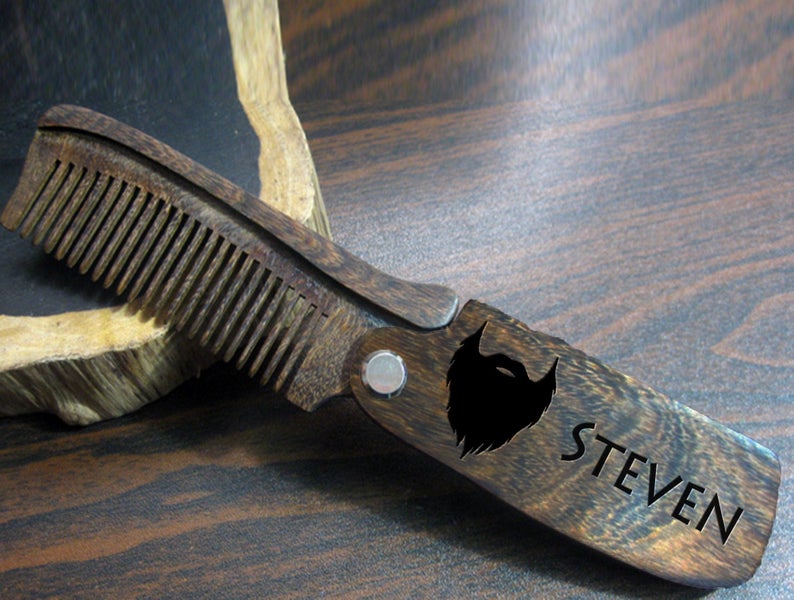 Custom Engraved Beard Comb,Groomsmen Gift Idea, Anniversary or Birthday, Mens Gift