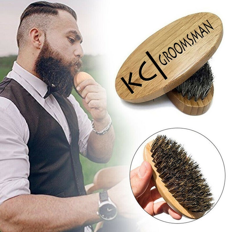 Personalized beard brush, mens gift