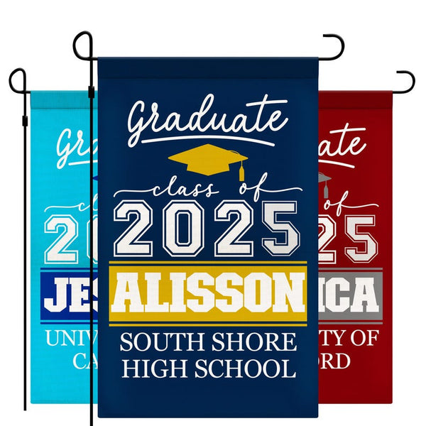 Personalized Graduation Garden Flag w/ Name & School Name