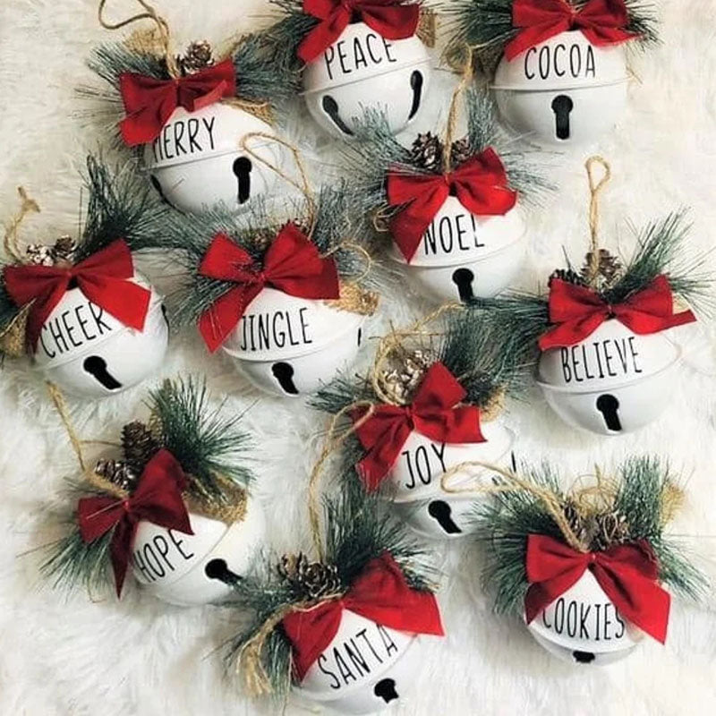 3 x Personalized bell ornament. Name Christmas ornament. Bell with holly personalized ornament. Christmas decor