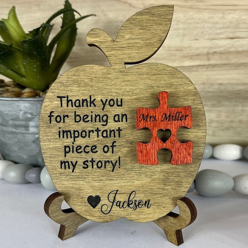 Teacher Gift, Apple, Puzzle Piece Sign, Personalized Teacher Gift, Appreciation, End of Year, Personalized, Gifts, Preschool