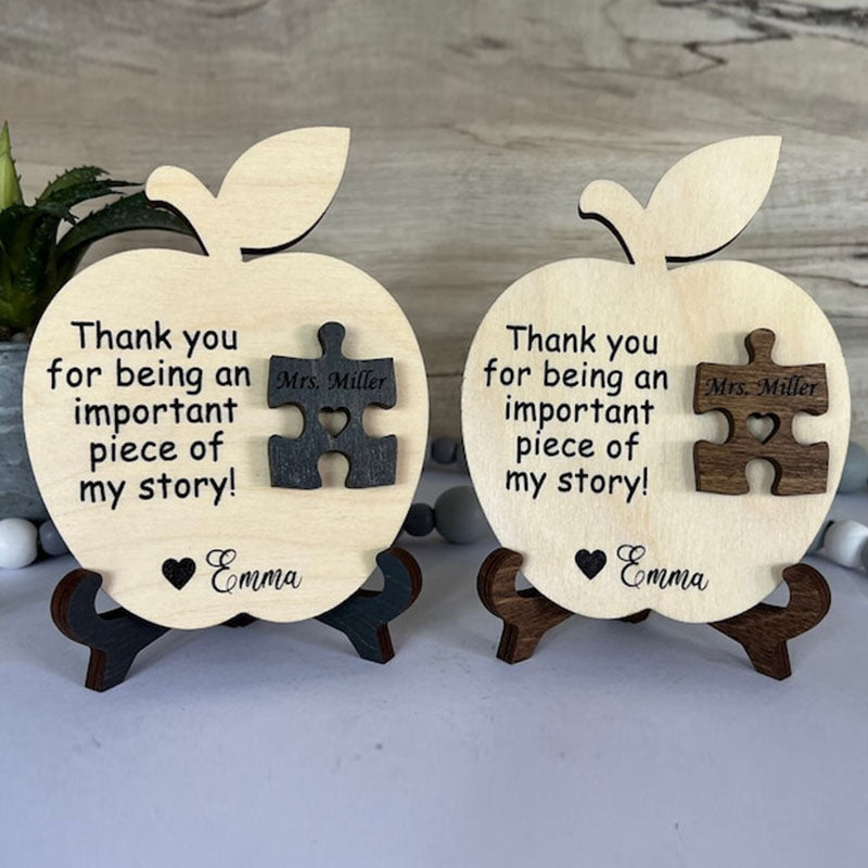 Teacher Gift, Apple, Puzzle Piece Sign, Personalized Teacher Gift, Appreciation, End of Year, Personalized, Gifts, Preschool