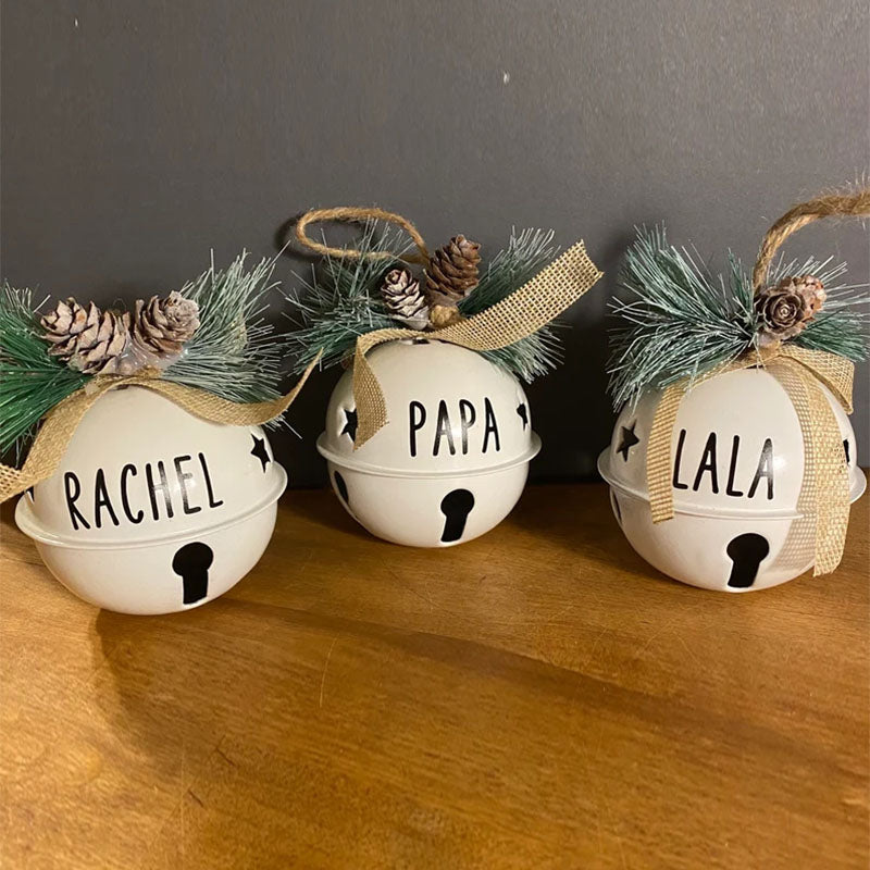 3 x Personalized bell ornament. Name Christmas ornament. Bell with holly personalized ornament. Christmas decor