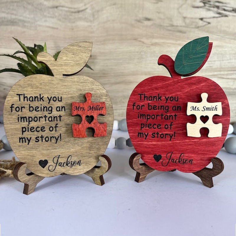 Teacher Gift, Apple, Puzzle Piece Sign, Personalized Teacher Gift, Appreciation, End of Year, Personalized, Gifts, Preschool