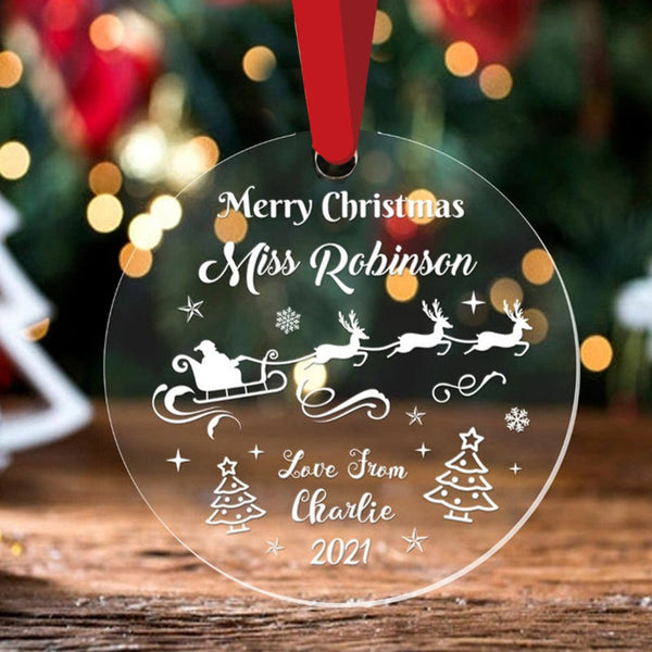 Personalised Merry Christmas Bauble Teacher Teaching Assistant Nursery Xmas Gift