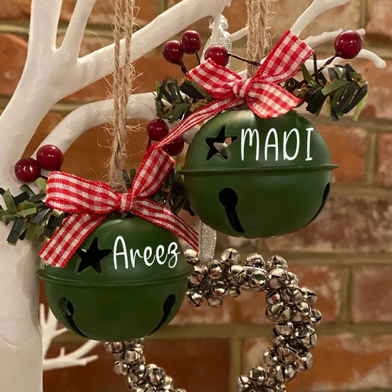 3 x Personalized bell ornament. Name Christmas ornament. Bell with holly personalized ornament. Christmas decor