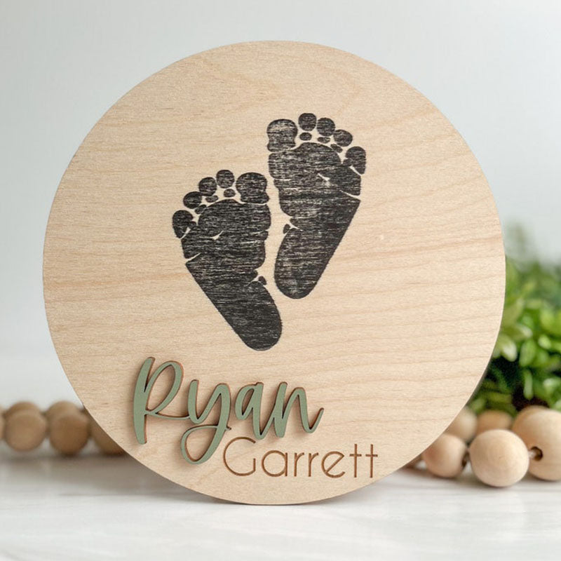 Baby Announcement Sign with Birth Stats, Footprint Sign For Newborn