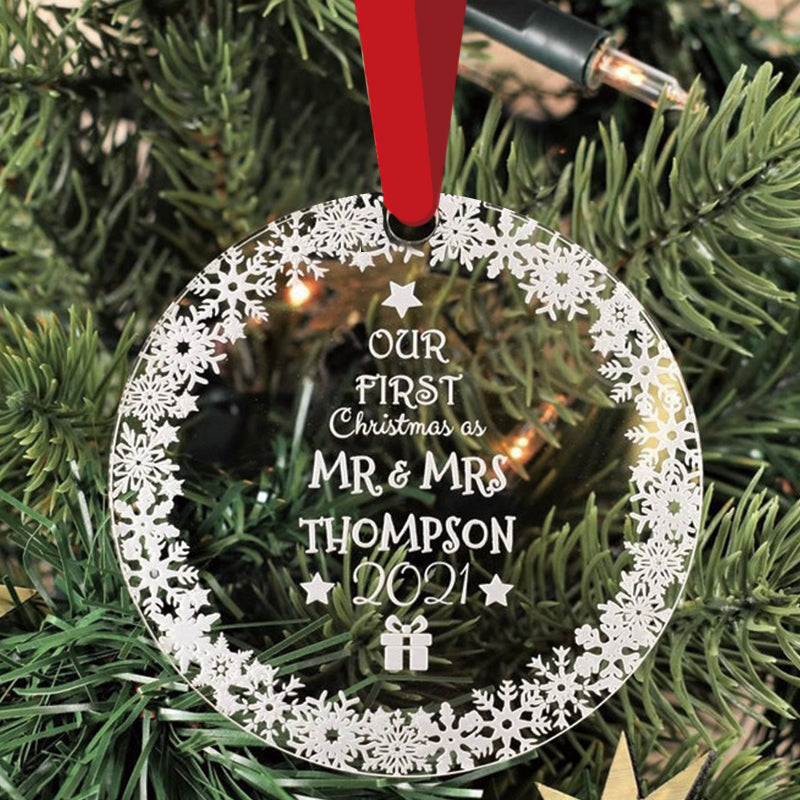 Personalised Christmas Tree Decoration Engraved Bauble Gift - Christmas Wedding