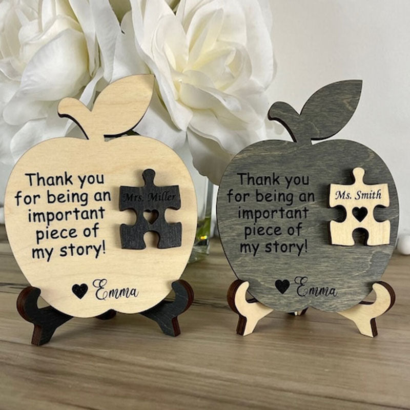 Teacher Gift, Apple, Puzzle Piece Sign, Personalized Teacher Gift, Appreciation, End of Year, Personalized, Gifts, Preschool