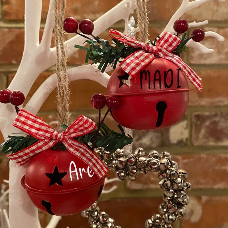 3 x Personalized bell ornament. Name Christmas ornament. Bell with holly personalized ornament. Christmas decor