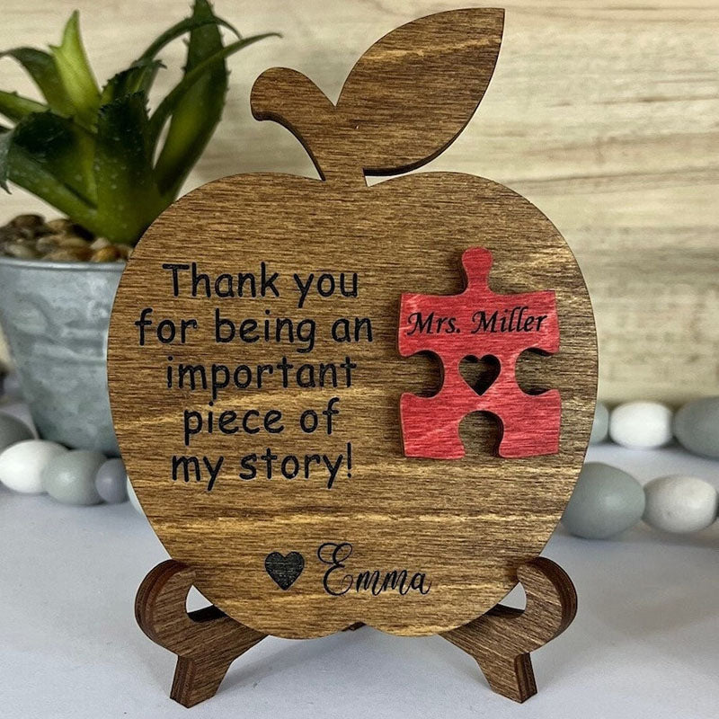 Teacher Gift, Apple, Puzzle Piece Sign, Personalized Teacher Gift, Appreciation, End of Year, Personalized, Gifts, Preschool