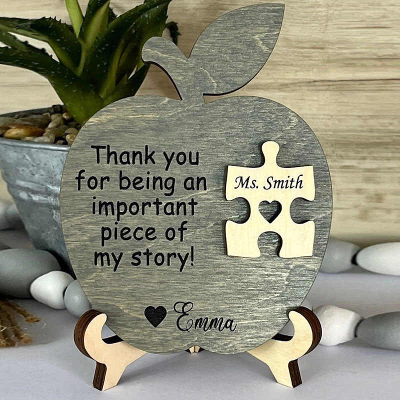 Teacher Gift, Apple, Puzzle Piece Sign, Personalized Teacher Gift, Appreciation, End of Year, Personalized, Gifts, Preschool