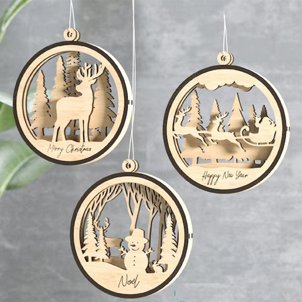 Personalized Christmas Balls Tree Decorations Craft Hanging Bauble Snowy Scene Deer