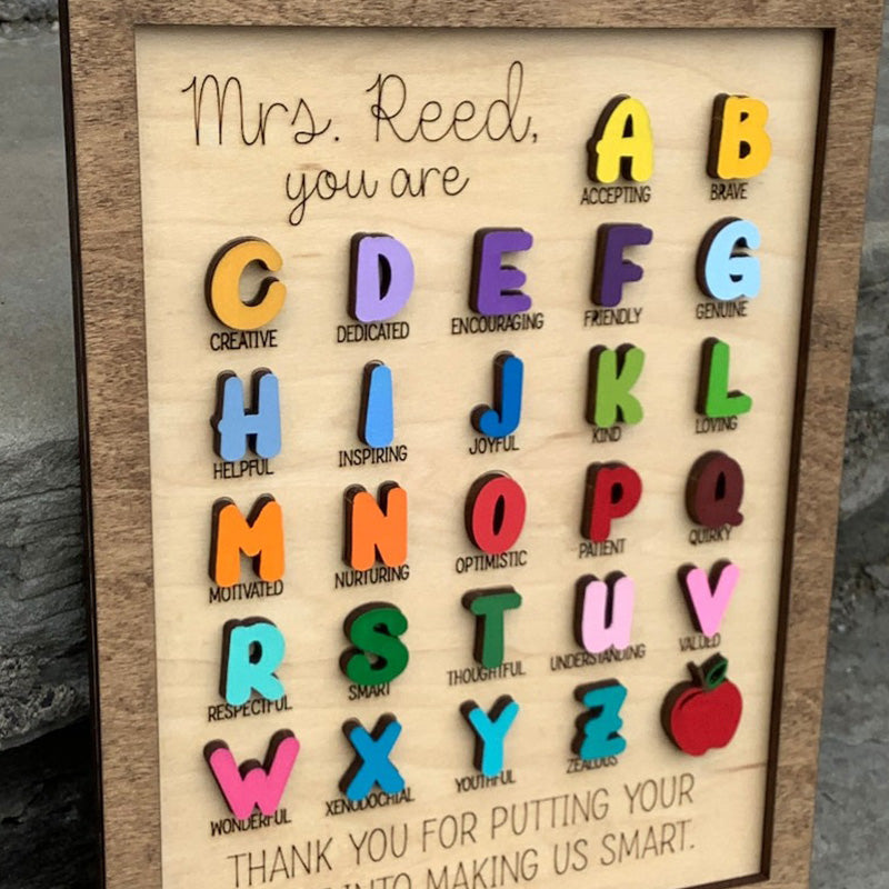 Teacher Appreciation GiftAlphabet Sign with Stand