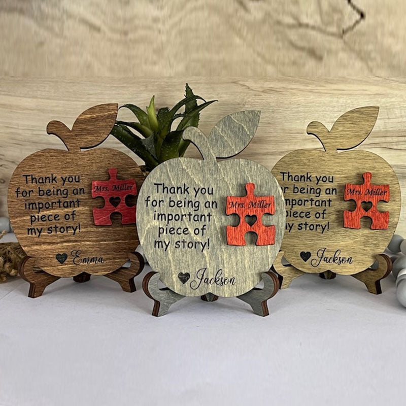 Teacher Gift, Apple, Puzzle Piece Sign, Personalized Teacher Gift, Appreciation, End of Year, Personalized, Gifts, Preschool