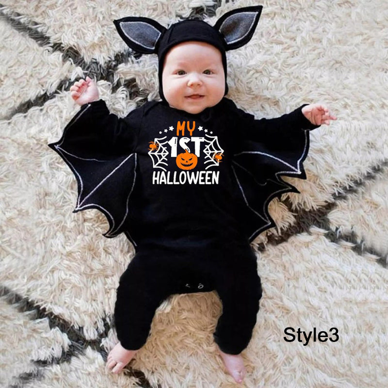 Baby's Long Sleeves Jumpsuit Bat Romper with Hat