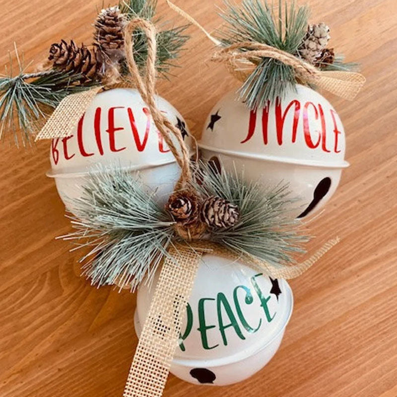 3 x Personalized bell ornament. Name Christmas ornament. Bell with holly personalized ornament. Christmas decor