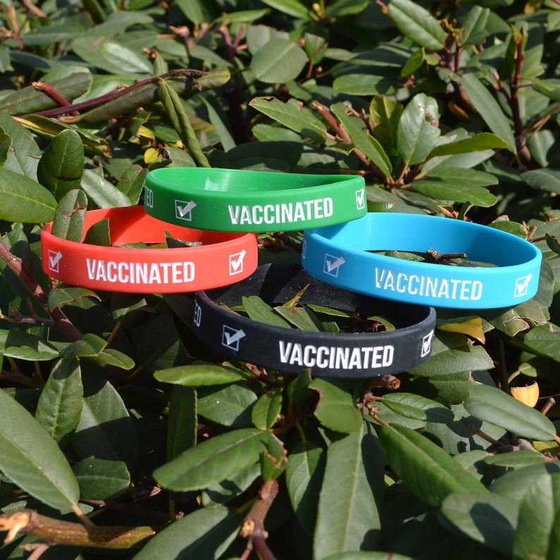 Vaccinated Wristband, Wristband Adult, Youth, Infant & Extra Large Sizes