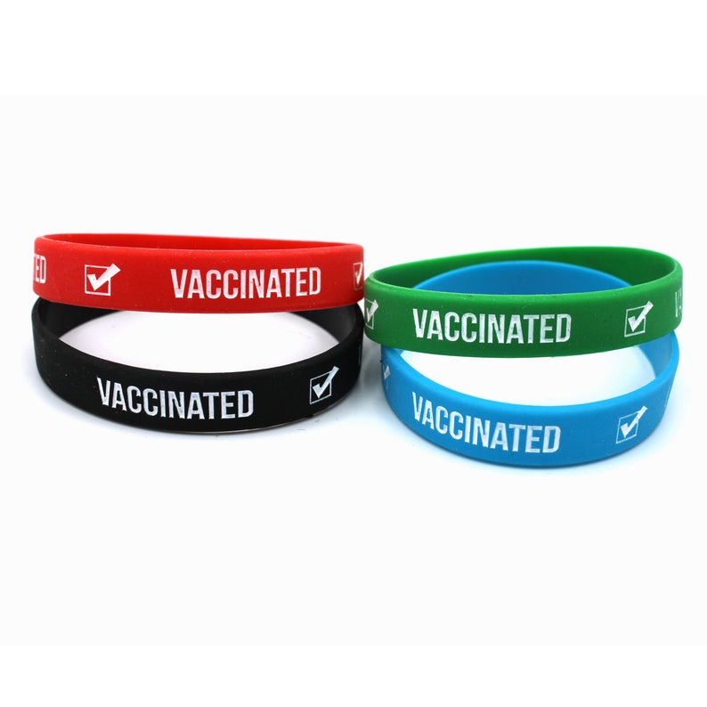 Vaccinated Wristband, Wristband Adult, Youth, Infant & Extra Large Sizes