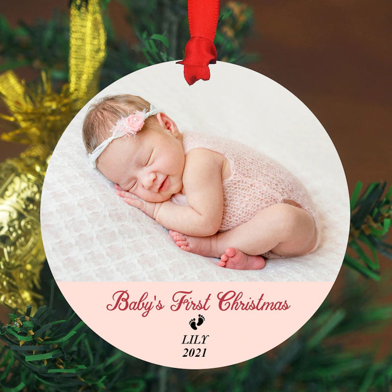 Personalized  Baby's First Christmas Ornament - Photo Ornament