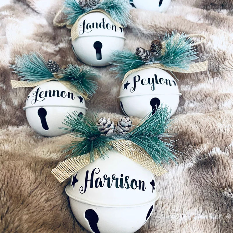 3 x Personalized bell ornament. Name Christmas ornament. Bell with holly personalized ornament. Christmas decor